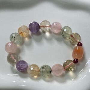 Natural Multi-Gemstone Faceted Crystal Bracelet | Rainbow Energy Bead Set | Art